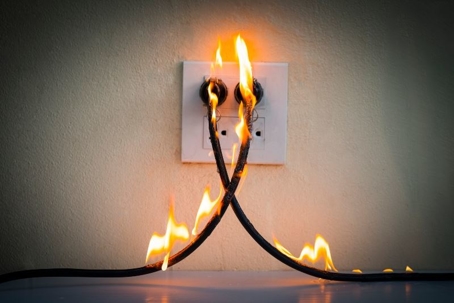 Image of outlet on fire