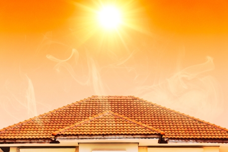 Hot weather in summer overheat home roof from sun burn